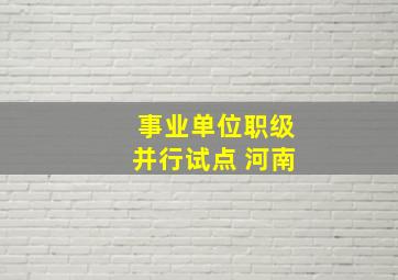 事业单位职级并行试点 河南